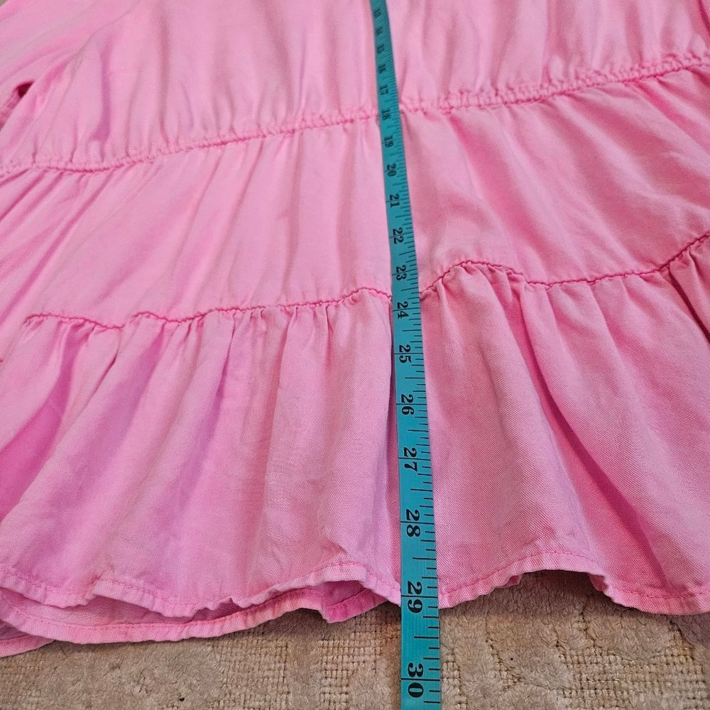 Crown & Ivy Top Women Sz 3X Pink Ruffle V-neck Pullover 100%Tencel Lyocell - Picture 4 of 10